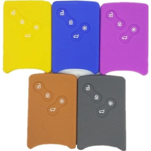 4 Button Car key Silicone Cover Protector Holder for Renault Clio Logan Megane 2 3 Koleos Scenic Card keychain Case