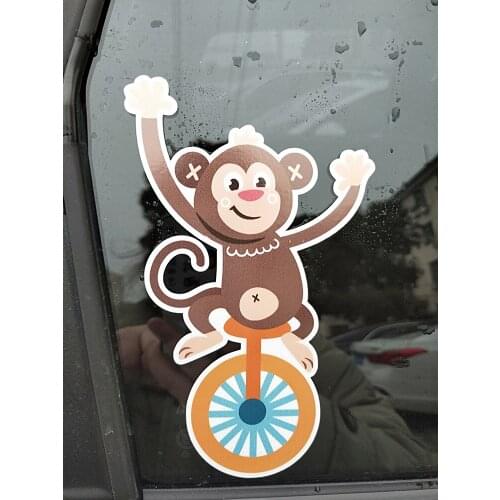 ZTTZDY 9.4cm*15.7cm Funny Monkey Riding Unicycle PVC Waterproof Car Sticker YJ1-0109