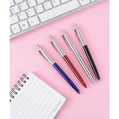 1Pcs Rollerball Press Style Metal Ballpoint Pen for School Office Writing Ball Pens Automatic Ball Pen Stationery Gift Black Ink