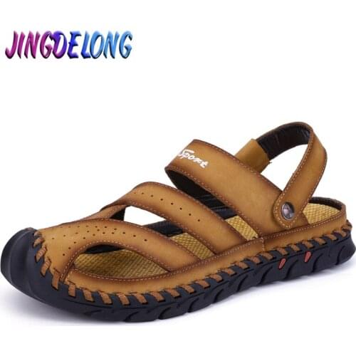 2020 New Mens Gladiator Sandals Summer Leather Mens Style Shoes Outdoor Comfortable Mens Beach Shoes Breathable Mens Sandals