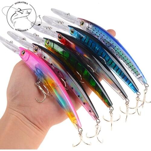 3D Eyes Sinking ABS Plastic Hard Bait 6Pcs/set 24g/17cm Minnow 2# With Blood Tank Hook Artificial Wobbler Swim bait Bionic Bait