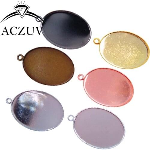 500pcs 13x18mm 18x25mm 30x40mm 6colors Copper Metal Teeth Edge Oval Bezel Blank Pendant Tray Cabochon Cameo Base Settings