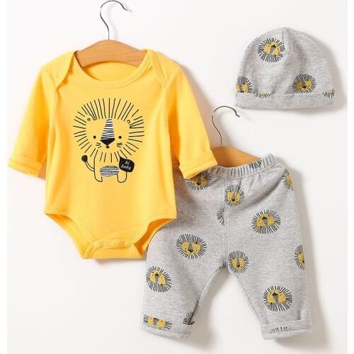 ABEBE Lion Baby Clothes Newborn Outfit Toddler Costume Sets Bodysuit Pants Hat Suit 3 Pieces Long Sleeve Babies Accessories