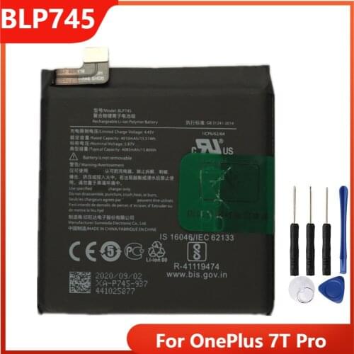 Original Phone Battery BLP745 For OnePlus 7T Pro One Plus 7T Pro Replacement Rechargable Batteries 4085mAh With Free Tools