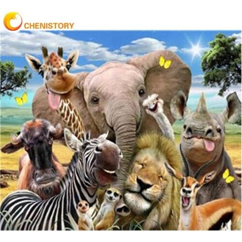 CHENISTORY Frame Elephant Animals DIY Painting By Numbers Modern Canvas By Numbers Diy Gift Home Wall Art Picture Acrylic Paint