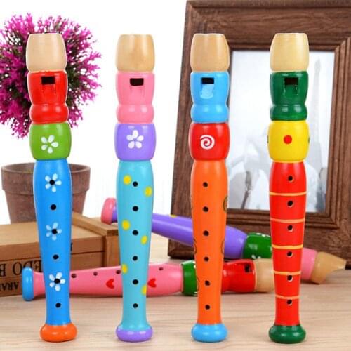Children Toy Colorful Wooden Trumpet Buglet Hooter Bugle Educational Toy Gift For Kids Toy Musical Instrument gift for kid toys