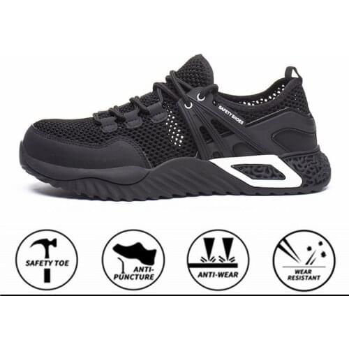 Breathable Mens Safety Shoes with Steel Toe Cap Lightweight Men Work Boots Indestructible Shoes Puncture-Proof Working Sneakers