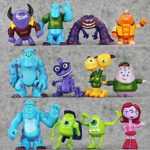 4-6.5cm 12pcs/Lot Disney Monsters University Mike Wazowski James P.Sullivan PVC Action Figure Model Toys Figurine Doll