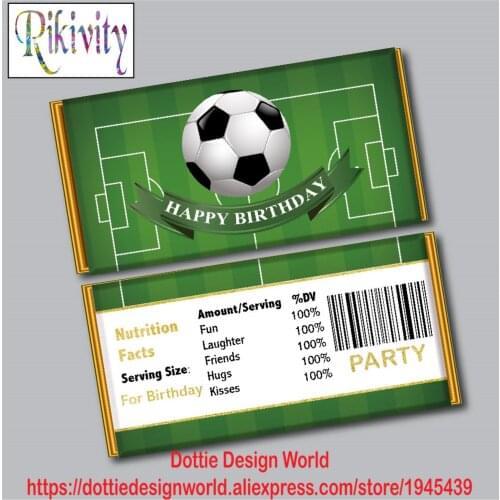 Custom Football Pitch Birthday Party Candy Bar Hershey Chocolate Wrapper Sticker Wine Water Bottle Labels Baby Shower Decoration