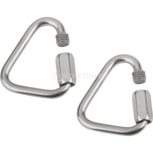 2Pcs Professional 12KN Outdoor Triangle Shape Mountain Rock Climbing Stainless Screw Locking Carabiner Safety Buckle Equipment