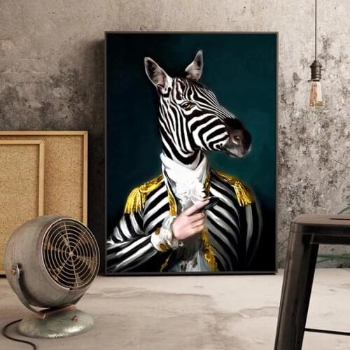 Zebra Gentleman Canvas Painting Creativity Animals Wall Art Posters And Prints Modern Unique Decoration Pictures for Home Design