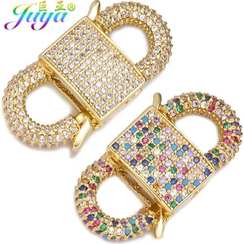 Juya Handmade Luxury Micro Pave Zircon Pendant Lockets Clasps Supplies For Hanging Chains Creative Jewlery Making Accessories
