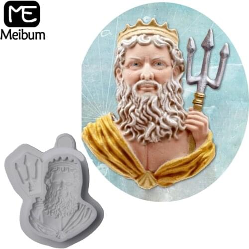 Meibum Cake Decorating Fondant Silicone Molds King Neptune Bust Mould GumPaste Craft Candy Dessert Baking Pastry Form