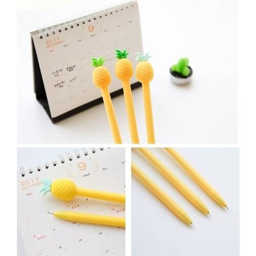 24 Pcs/Lot Mini Pineapple Gel Pens Ballpoint Black Ink Cut Pen for Writing Decoration Stationery Office School Student EB098
