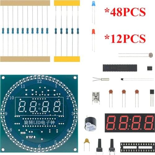 DIY Rotating Digital LED Display Module Alarm Electronic Digital Clock Kit 51 SCM Learning Board 5V DS1302