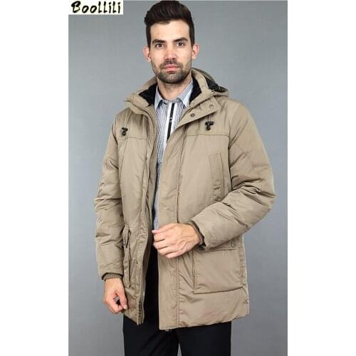 Boollili Plus Size Mens Down Jacket 2020 Mens White Duck Down Coat Stand Collar Hooded Men Jackets Black Warm Down Coats