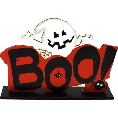 Halloween BOO Ghost Wooden Desktop Ornaments Creative Decor for Home Indoor Festival Party Desktop Decoration Art Crafts