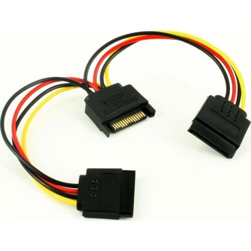 OULLX SATA 1 Male to 2 Daul Female SATA Splitter Cable Hard HDD 15PIN 1 to 2 Power Adapter Cable