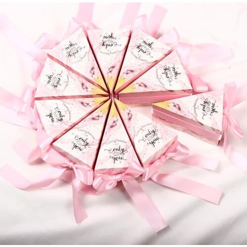 10pcs Gift Boxes For Packaging Candy Sweets Box Triangle Shape Wedding Favors Package Birthday Party Decoration Bags With Ribbon