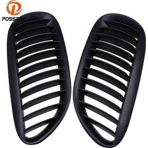 POSSBAY Car Front Bumper Grilles for BMW 6-Series E64 630i/635d/645Ci/650i/M6 Cabrio 2006.09-2010.07 Black Car Center Grill