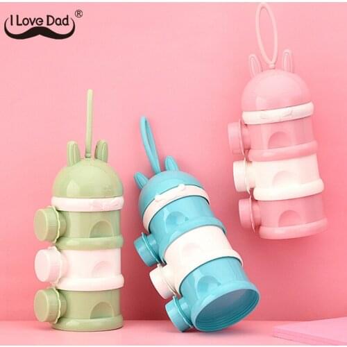 Cartoon Animal Baby Food Storage Containers Infant Toddler Milk Powder Box Formula Dispenser 3 Layers Portable Snacks Container