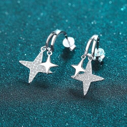 925 Sterling Silver Passed Diamond Test Excellent Moissanite Ear Studs Cute Stars Full of Diamonds Earring FashionCocktail Party