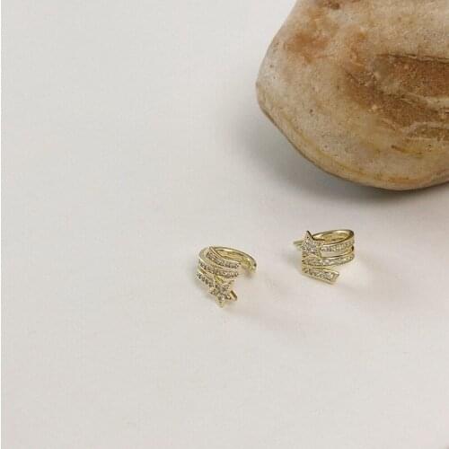 TIMEONLY Statement Multi Layered Star Cubic Zirconia Clip Earring for Women Ladies Delicate Accessories No Pierced Ears Earring