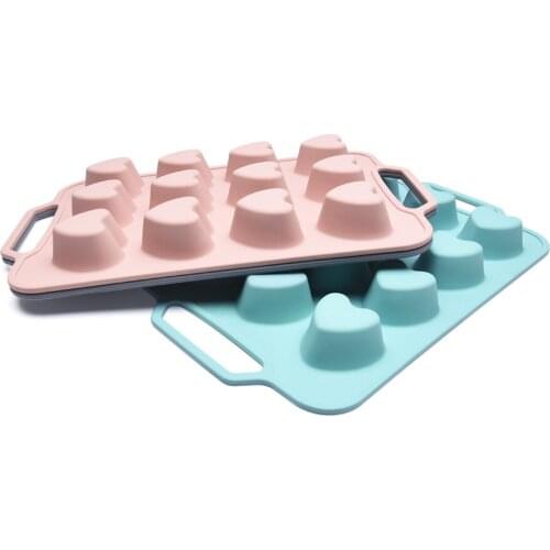 12 Grid Heart Shape Silicone Cake Chocolate Baking Mold Bakeware Fondant Muffin Cupcake Mould Pan Non Stick Steamed Pastry Tools