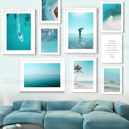 Nordic Posters And Prints Sea Beach Surfboard Boat Quotes Wall Art Canvas Painting Wall Pictures For Living Room Home Decoration