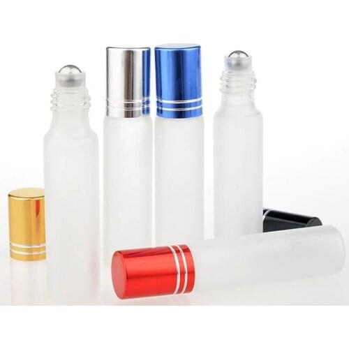 5ml 10ml Clear Frosted Glass Essential Oil Roller Bottles with Stainless Steel Roller Balls Perfumes Lip Balms Glass bottle