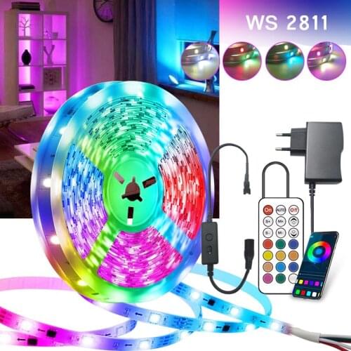 Dream RGB Led Strip Lights Bluetooth Addressable Tape Diode WS2811 5050 Led Lights Flexible Ribbon Remote Control With Adapter