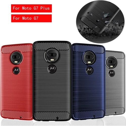 For Motorola Moto G7 / G7 Plus XT1965 XT1962 Case Slim Fit Carbon Fiber Brushed TPU Case Shockproof Anti Scratch Soft Back Cover
