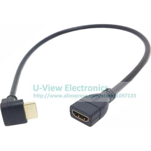Down Angled 90 Degree Connector HDMI1.4 Type A Male to A Female Extension Cable About 50CM/Free DHL Shipping/100PCS