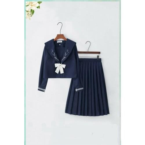 Japanese Embroidered JK Uniform Skirt, Transformed Skirt, Middle Garment, Long Sleeve Sailor Class Uniform Suit NN-S3B