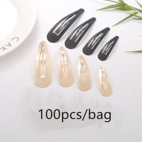 100pcs/lot Black Gold Tone Snap Hair Clips 5/6/7/8cm Craft Bow Handmade Diy Hair Accessories For Women Girls Hairgrip Hair Clip