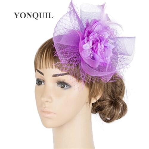 Elegant Women Vintage Fascinator Hat Cocktail Wedding Party Church Headpiece Fashion Headwear Fancy Feather Hair Accessories