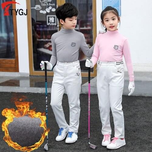 Winter Golf Childrens Shirts Long-Sleeved Boys Girls Plus Velvet Warm Bottoming Shirt Underwear Sports Golf Ball Clothes D0853