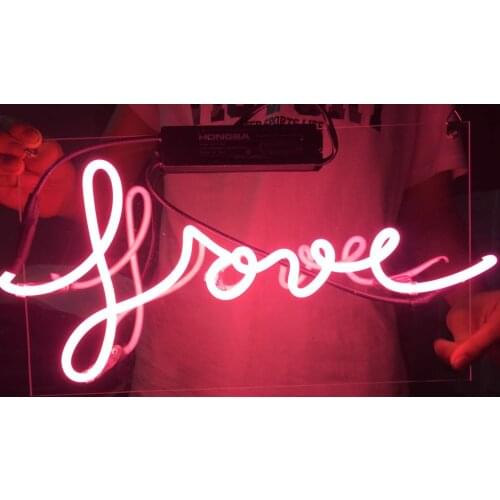 14“ Love Cursive Acrylic Custom Neon Light Lamp Sign Beer Bar Handmade Real Glass Decorate Home Wall Room Windows Tube Artwork