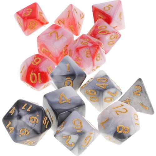 14pcs Polyhedral Dice Set D20 D12 D10 D8 D6 D4 for Dungeons & Dragons RPG MTG Casino Board Games