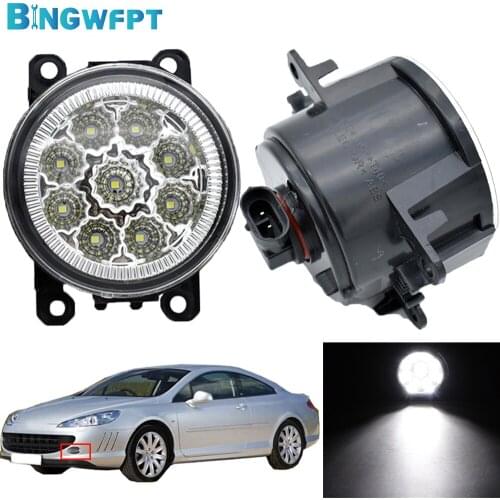 2PCS Fog Light Headlights Fog Lamp Assembly For Peugeot 407 Coupe 6C_ 2005 2006 2007-2011 Car H11 LED 12V DRL