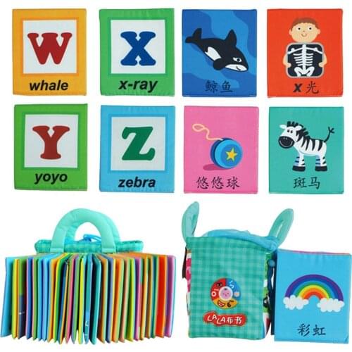 26pcs Baby Cloth Book English Letters Alphabet Cards Early Learning Educational Toys Birthday Gift for Children Toddler Kids