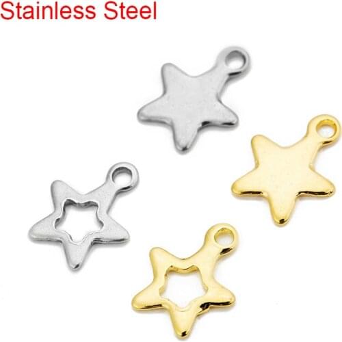 30pcs Stainless Steel Gold Color Star Charms Pendants Lot Bulk for Diy Necklace Bracelet Findings Earrings Jewelry Accessories