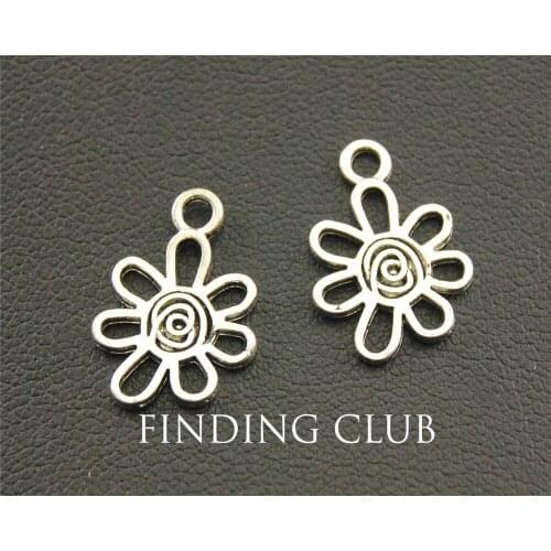 30pcs Silver Color flower Charm DIY Jewellery Pendant For Bracelet Necklace 17x12mm A1303
