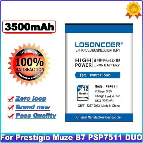 LOSONCOER PSP7511 3500mAh Batteries For Prestigio Muze B7 PSP7511DUO PSP7511 PSP 7511 DUO High Capacity Mobile Phone Battery