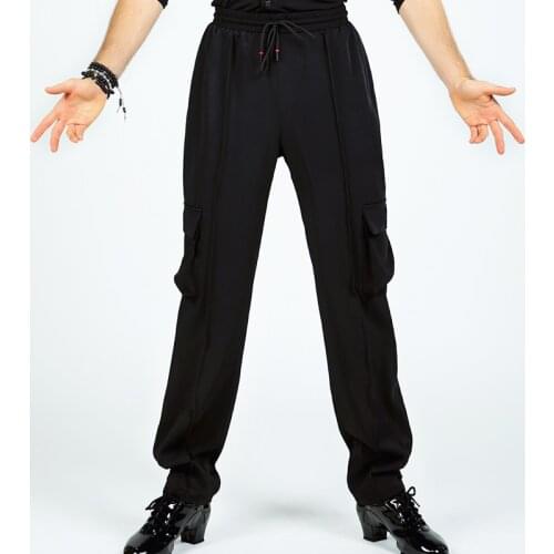 Black Latin Dance Pants Men Ballroom Dance Trousers For Male Modern Salsa Tango Rumba Samba Cha Cha Practice Pants S-XL DL5239