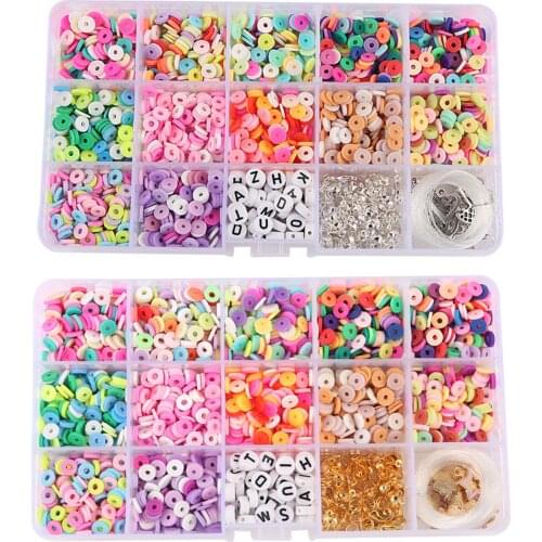 3000Pcs Polymer Clay Beads, 6mm Beads Flat Round Spacer Beads for Jewelry Making Necklace Earring DIY Crafts Kit Gift