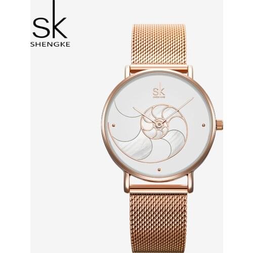 Shengke SK Female Clock Women Fashion Quartz Watch Lady Mesh Watchband High Quality Casual Waterproof Wristwatch reloj para dama