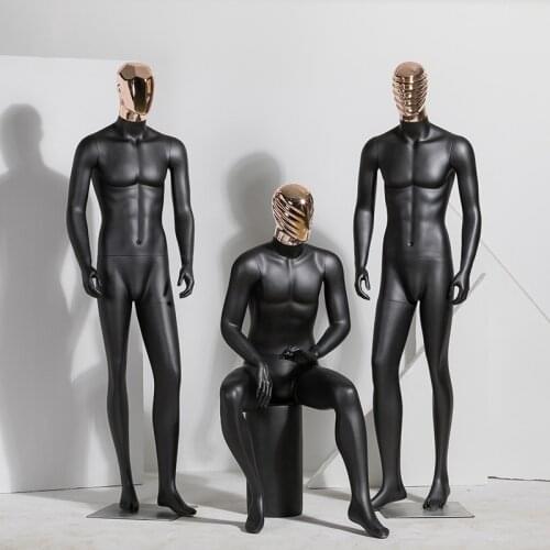 Dumb Black Mannequin Mens Full Body Model Electroplate Face Dummy Customized