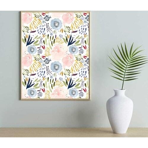 Floral Flowers Watercolor Minimalist Wall Art Canvas Poster and Print Canvas Painting Decorative Picture Living Room Home Decor