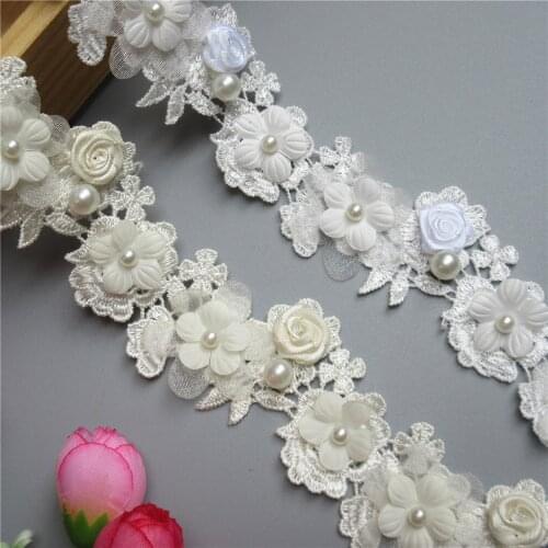 10x Multilayer Rose Flower Embroidered Lace Edge Trim Ribbon Fabric Patchwork Wedding Dress DIY Sewing Craft 7cm*4cm